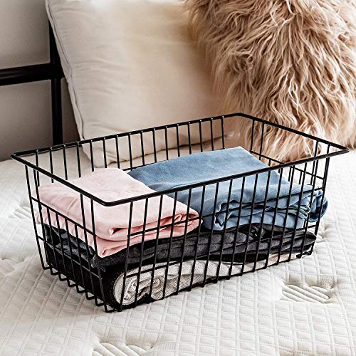 Farmhouse Large Wire Organizer Storage Bins Freezer Food Storage Basket for Kitchen Cabinets (2 Count)
