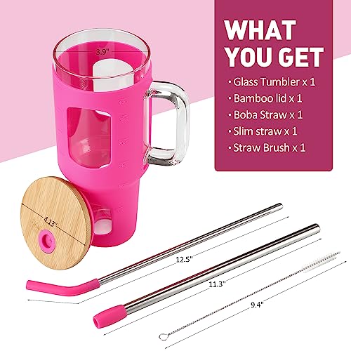 Glass Tumbler with Straw and Lid