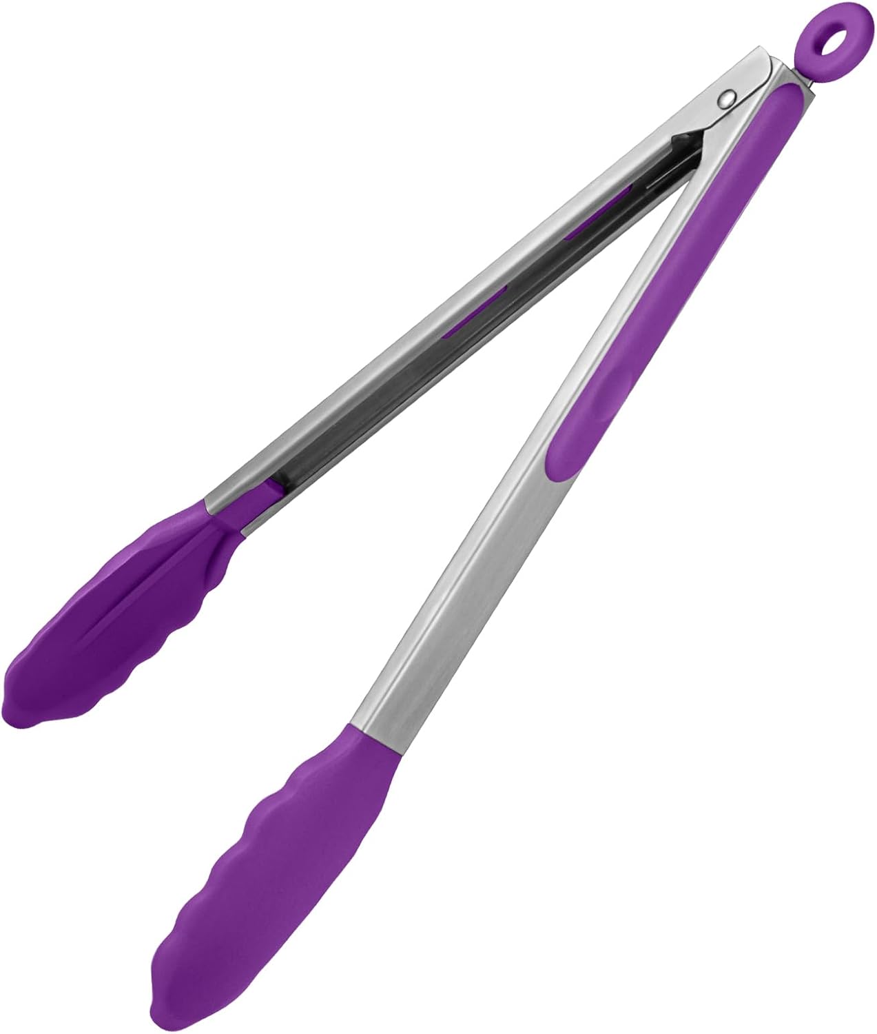 600ºF Heat Resistant Kitchen Tongs: U-Taste 12 inch Large Silicone Cooking Tong with Sturdy Non Stick Rubber Tips & Silicon Coated 18/8 Stainless Steel Handle & Smooth Locking for Serving Grill-Purple - Culinary Roots