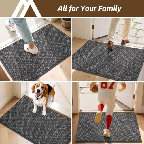 Dirt Trapper Door Mat 24"x36" Non Slip Washable Dark Grey (86.4 Sq Ft)
