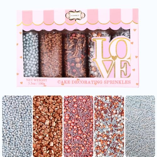 Rose Gold Edible Cake Sprinkles Mix (5 Ounce)