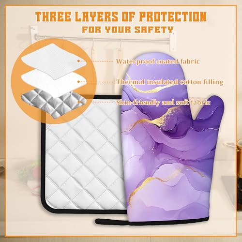 Marble Oven Mitts and Pot Holders Set (4 Count)