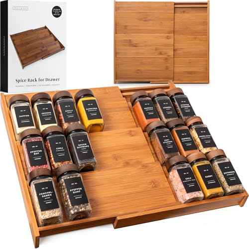 Carbonized Bamboo Spice Drawer Organizer