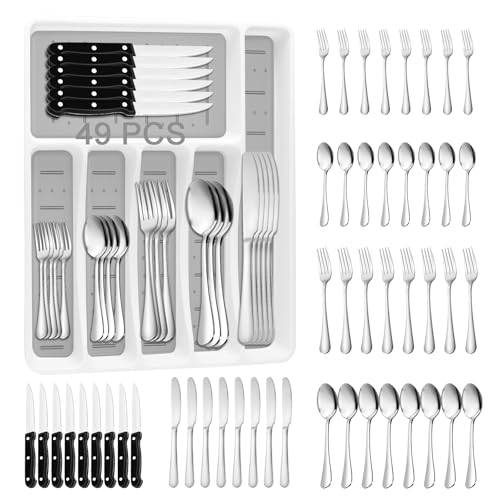49PCS Silverware Set with Organizer (49 Count)