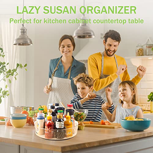 2 Pack Lazy Susan Cabinet Organizer with Handle 12 inch