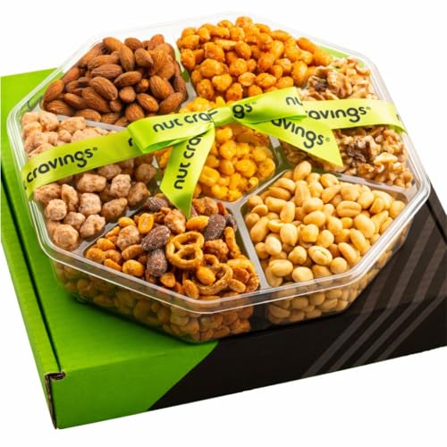 Mixed Nuts Gift Basket + Green Ribbon Classic