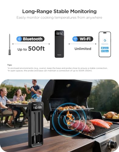Smart Wireless Meat Thermometer Digital 2 Probes with App Alarm