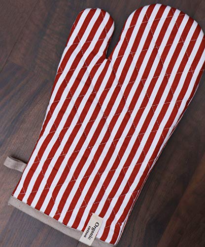 Striped Pot Holders and Oven Mitts Heat Resistant Non Slip Reusable Set of 1 Oven Mitt and 1 Pot Holder Oven Gloves Pot Holder for Cooking