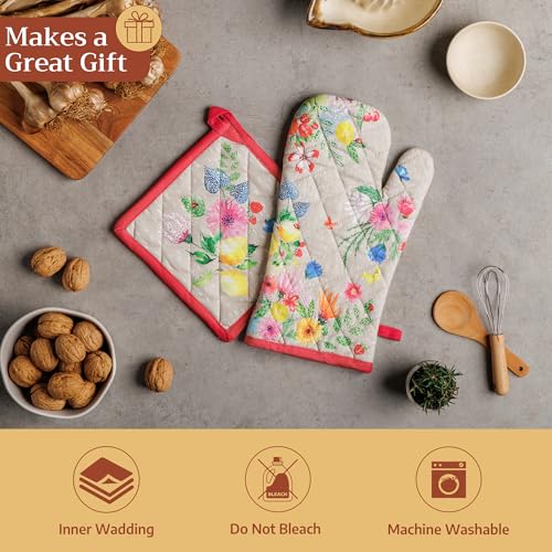 100% Cotton Oven Mitt & Pot Holder Set
