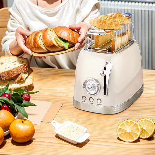 Cream Retro 2‑Slice Bread Toaster