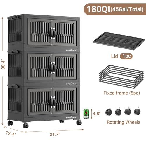 180Qt Stackable Storage Bins with Lid (3 Count)