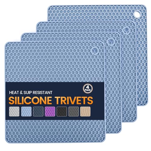Silicone Trivet Mats 4 Heat Resistant Pot Holders Multipurpose Non