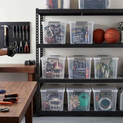 69 QT Plastic Storage Bins with Latching Lids Stackable Storage Containers for Organizing Large Clear Storage Box for Garage (8 Count)