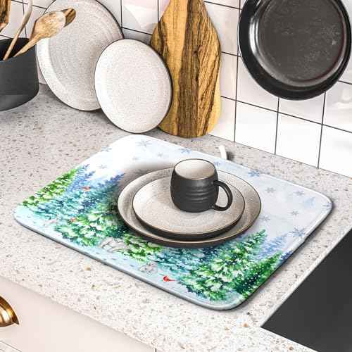 Winter Bear Bird Dish Drying Mat