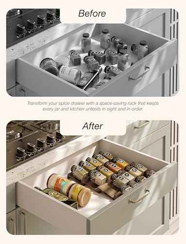 Acacia Wooden Spice Rack Organizer for Cabinet (4 Count)