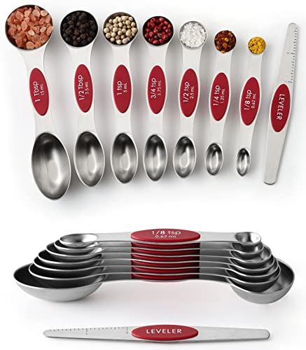Stainless Steel 8 Magnetic Measuring Spoons Set (2 Count)