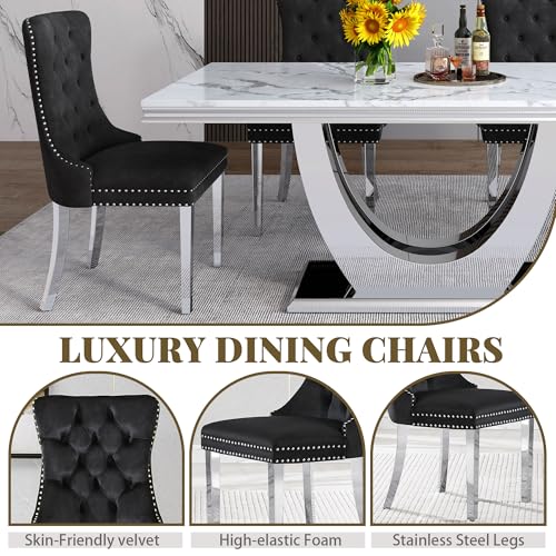 Marble Dining Table Set for 6 (7 Count)