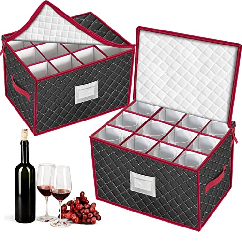 Christmas Stemware Storage Cases with Dividers (2 Count)