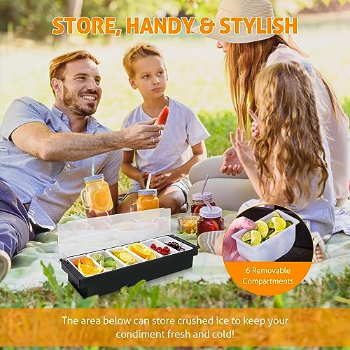 Ice Chilled Condiment Caddy with 6 Removable Trays and Lids (45.8562 Ounce)