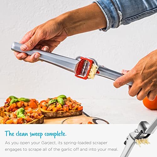Garject 2-In-1 Garlic Peeler, Garlic Press & Mincer with Garlic Peel Ejector, Chrome-Plated Zinc - Black