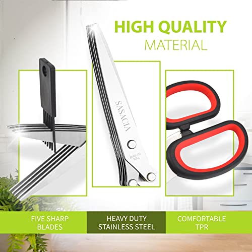 Herb Scissors with 5 Blades & Cleaning Kit