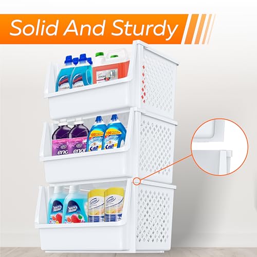 XLarge Stackable Storage Bins Open Front for Pantry Storage (6 Count)