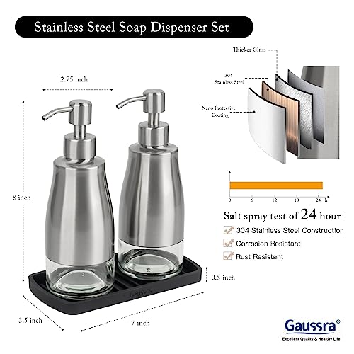 Kitchen Soap Dispenser with Silicone Tray & Stickers 11 OZ