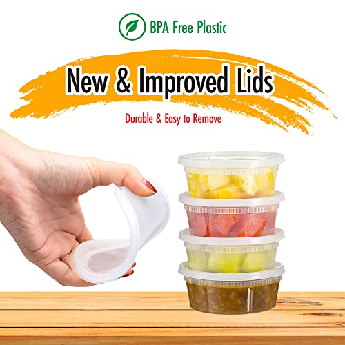 8oz-Deli Containers with Leakproof Lids-50 Pack BPA-Free Plastic Microwaveable Clear Food Storage Container Premium Heavy-Duty Quality, Freezer & Dishwasher Safe (50 Count)