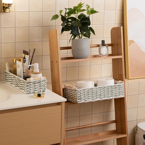Toilet Paper Baskets Handmade Paper Rope Decorative Wicker Storage Tank Shelf Cabinet Organizer for Bathroom Home (2 Count)