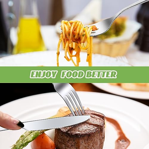 50 Pieces Stainless Steel Forks Silverware Set Dinner Forks and Knives Flatware Tableware Cutlery Set for Kitchen Restaurant (50 Count)