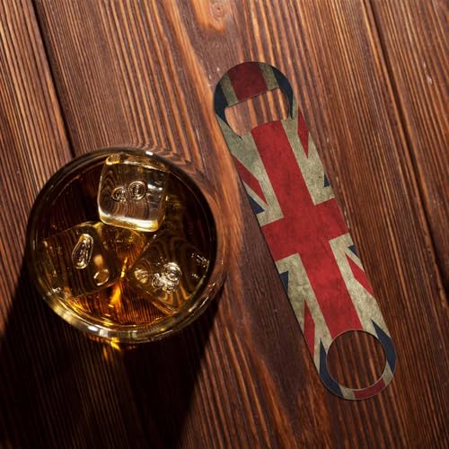 United Kingdom Flag Stainless Steel Bottle Opener Uk British National Flags with Red White Blue Flat Beer Bottle Opener Keychain for Home Kitchen Bar Restaurant Party Birthday Gift