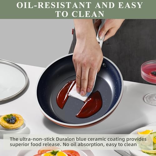 9pc Cookware Set Healthy Duralon Blue Ceramic Nonstick Coated