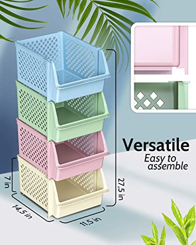 Stackable Storage Bins Open Front for Pantry Storage (4 Count)