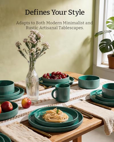 Stoneware Dinnerware Set with Pasta Bowls (24 Count)
