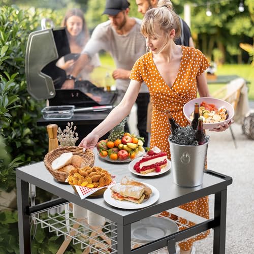 Grill Cart 30"x24" Pizza Oven Table for Outdoor 3