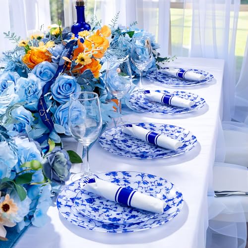 400PCS Pre Rolled Blue Plastic Silverware Set Heavy Duty for Wedding (400 Count)