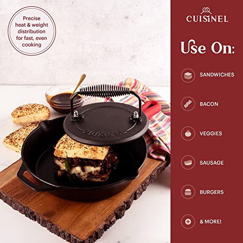 Cast Iron Skillet + Grill Press + Scraper Set