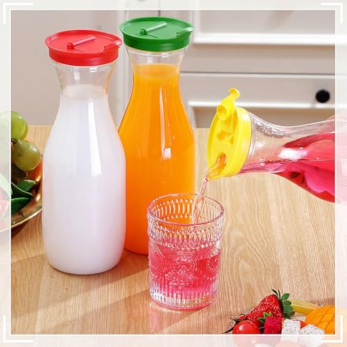 24 Pcs Plastic Water Carafe with Lid 32 Oz Clear (24 Count)