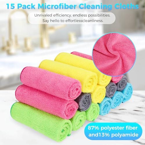 15Pcs Microfiber Cleaning Cloths (15 Count)