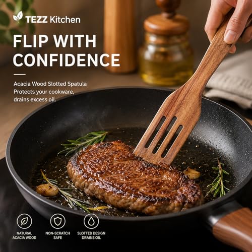 Spurtle Set Natural Acacia Wooden Kitchen Utensils Set of 4 (4 Count)