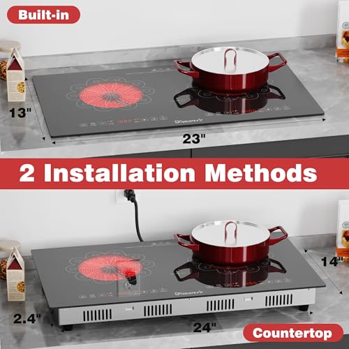 2 Burner Electric Cooktop 24 Inch 110V Plug in