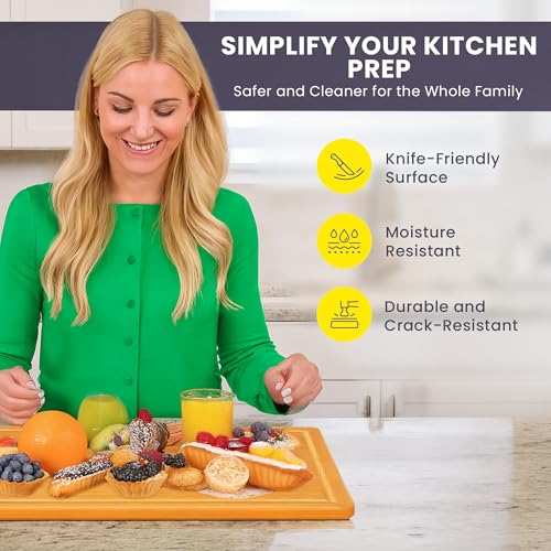 Extra Large Bamboo Cutting Board Featuring 18 Inch Wood Cutting Boards for Kitchen with Glue