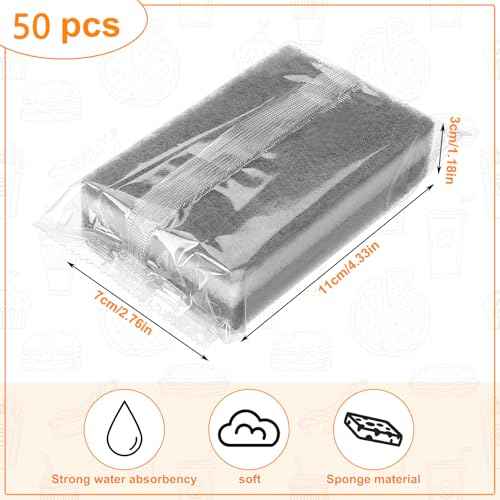50 Pcs Individually Wrapped Sponges for Airbnb Apartment Gray (50 Count)