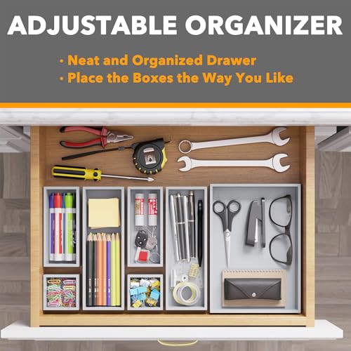 7 Piece Bamboo Drawer Organizer Storage Boxes Set