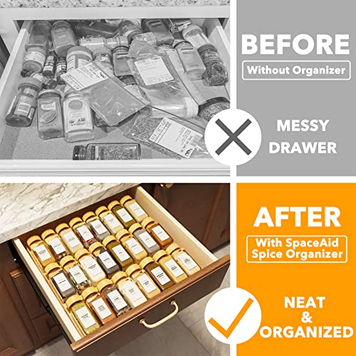 Bamboo Spice Drawer Organizer with 24 Spice Jars (24 Count)