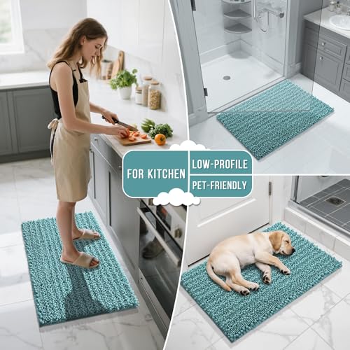 Long Bathroom Rugs Non Slip Washable 44x24 Inch