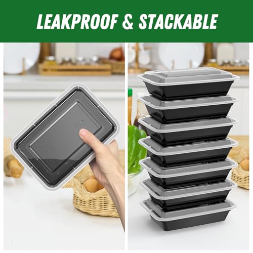 50 Pack (100-Piece) 32 oz Meal Prep Containers Reusable with Lids (50 Count)