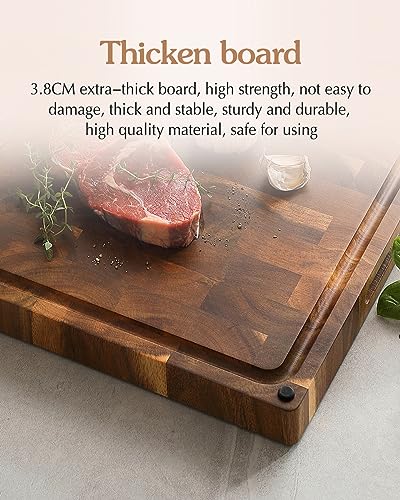 Large Thick End Grain Acacia Wood Cutting Board