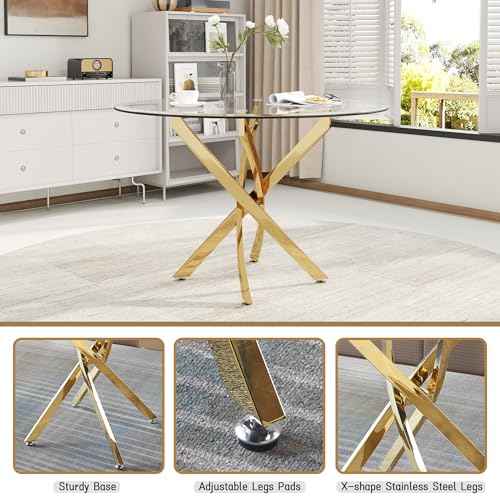 5 Piece Round Glass Dining Table Set (5 Count)