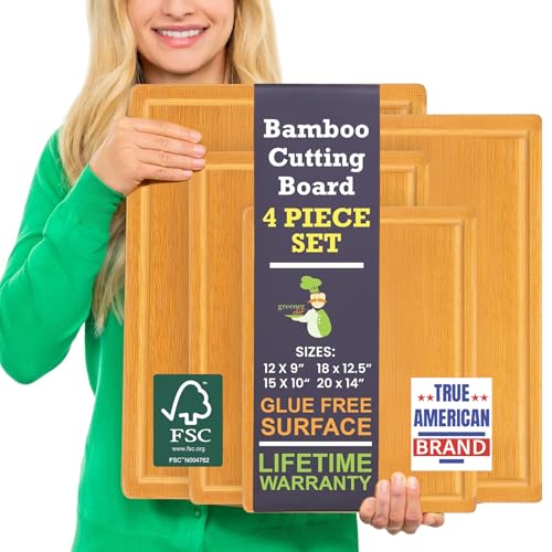 Glue Free Surface™ 2XL Extra Large Bamboo Cutting Board Set of 4 (4 Count)